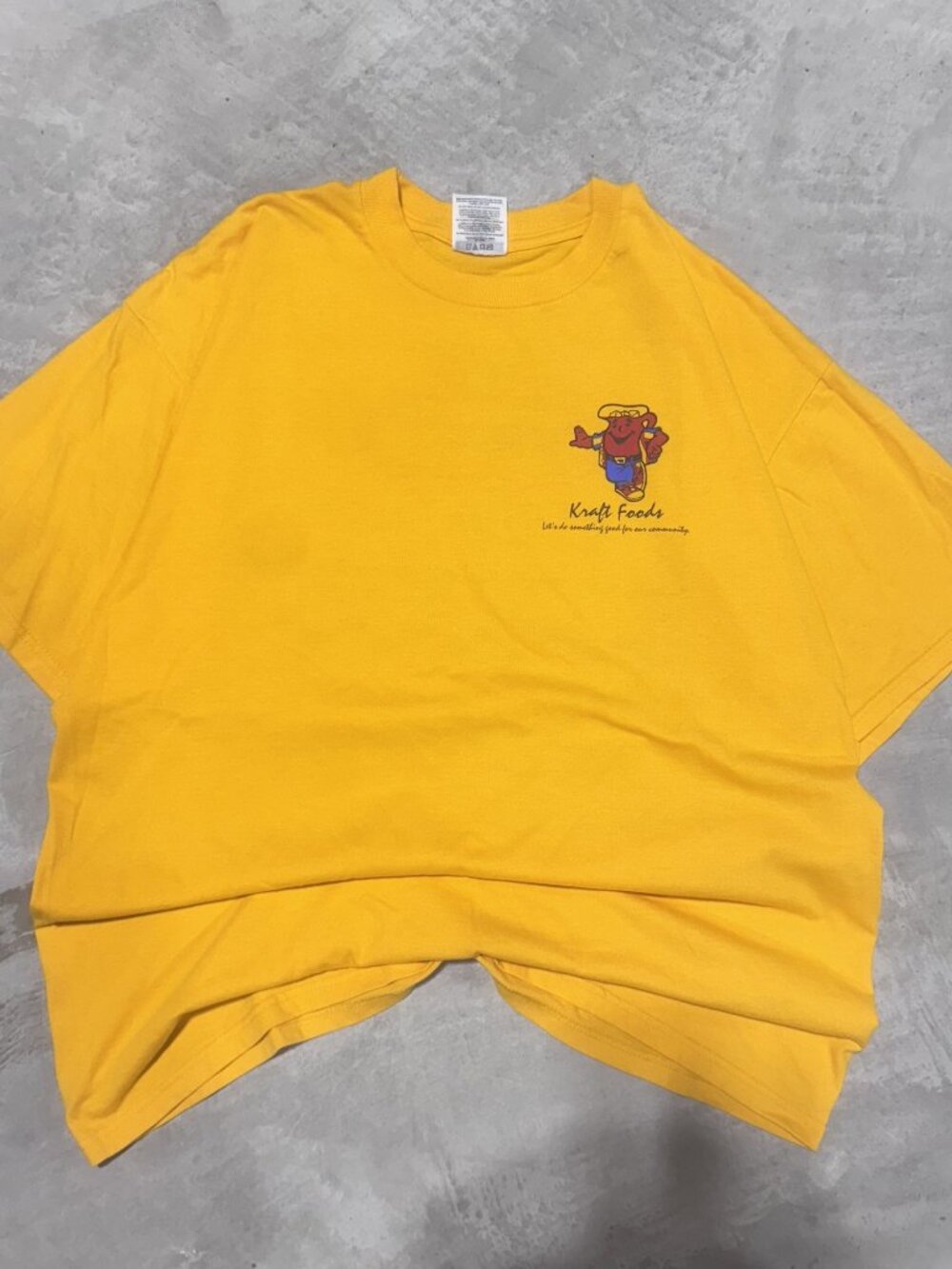 Vintage Kraft Foods Chef Mascot Promo Tee XL Yellow Gimme Some of That Smile